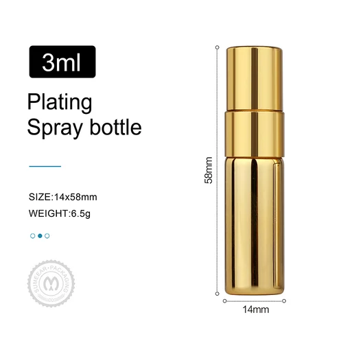 Imagen 2 del producto Minibotella de Perfume de 3ML, atomizador de muestra, color dorado, plateado y negro, 50 unids/lote