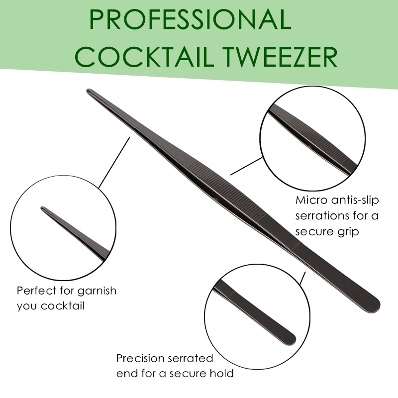 Pinzas de acero inoxidable para cocina y Bar, pinzas para alimentos, pinzas médicas para cocina, herramienta de cóctel chapada en cobre/oro/negro