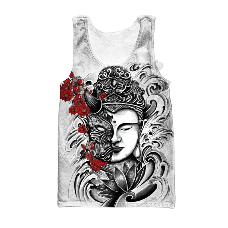PLstar Cosmos Buddhism and Oni Mask 3D Printed Unisex Summer Vest/Tank Top Men For Women