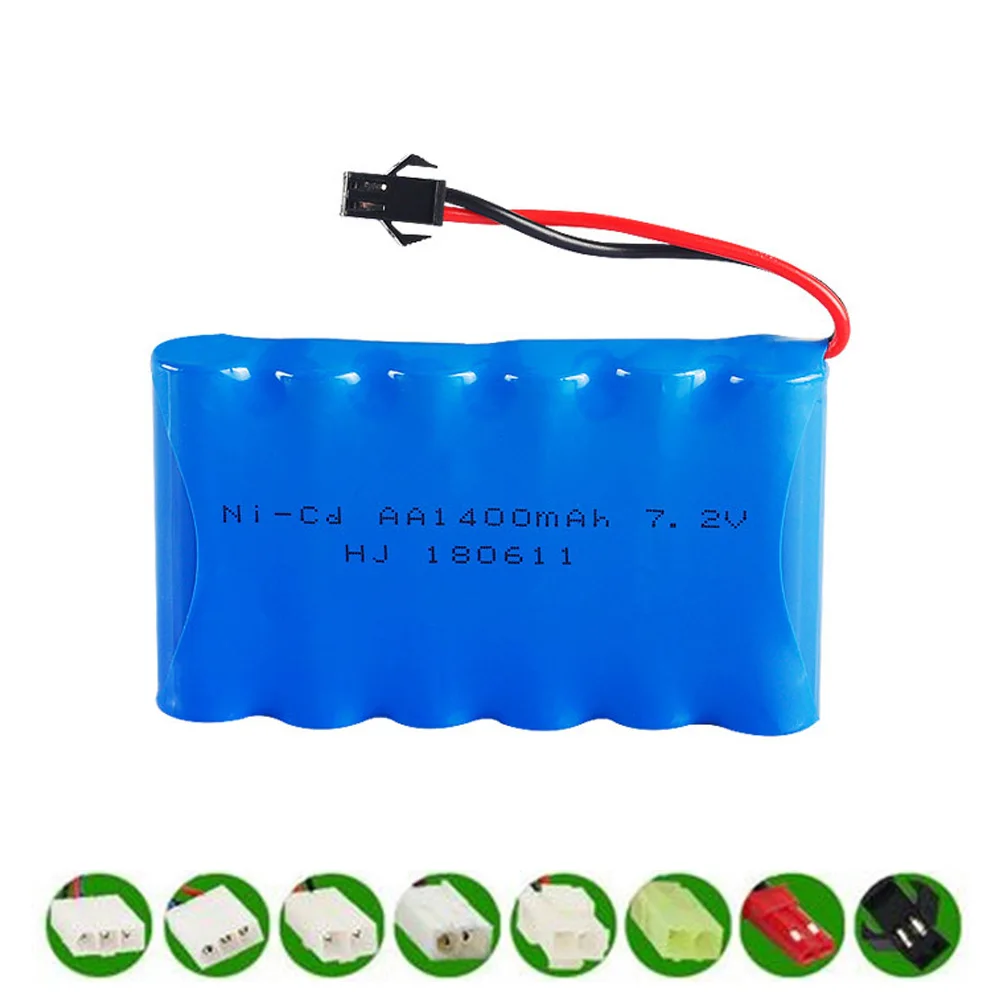 7.2V 1400mAh AA Ni-CD battery pack SM/JST/EL-2P/TAMIYA Plug for RC Toys Cars Boats guns RC Parts 7.2 v nicd aa 1400 mah battery