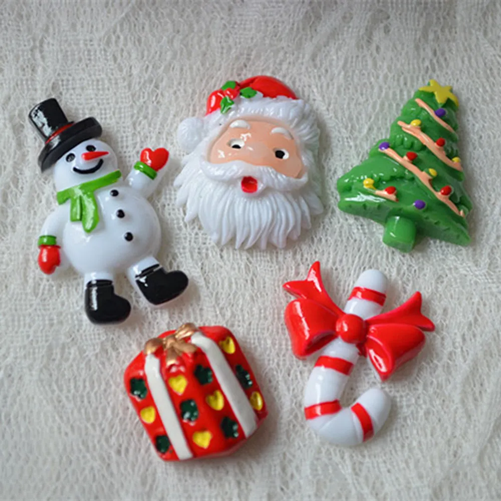 100pcs/lot 3D resins patches Christmas snowman trees diy decoration crafts phone hair accessories wholesale