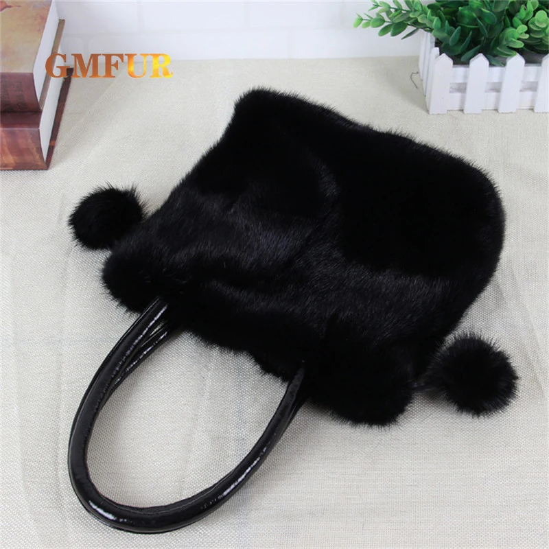 สุภาพสตรี Mink Fur Bag ย้อนยุคกระเป๋าถือคุณภาพสูง Fur หนึ่งไหล่กระเป๋าสตางค์กระเป๋าสตางค์กระเป๋าถือผู้หญิง