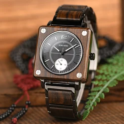 Reloj Madera BOBO BIRD Luxury Brand orologio In legno da uomo orologio da polso quadrato movimento giapponese Seiko Relogio Masculino In confezione regalo