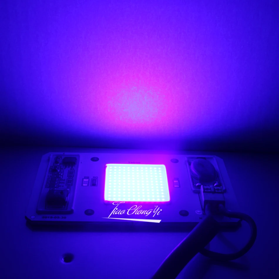 Imagem -05 - Chip de Lâmpada Led Cob uv 50w ic Inteligente 110v 220v 395nm 400nm Dob ac Ultravioleta Mais Dissipador de Calor Mais 12v 125a Alimentação de Led