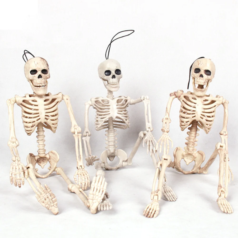 Halloween Skull Bones Poseable Full Life Size Human Jointed Skeleton Halloween Decoration Party Prop 40X10cm