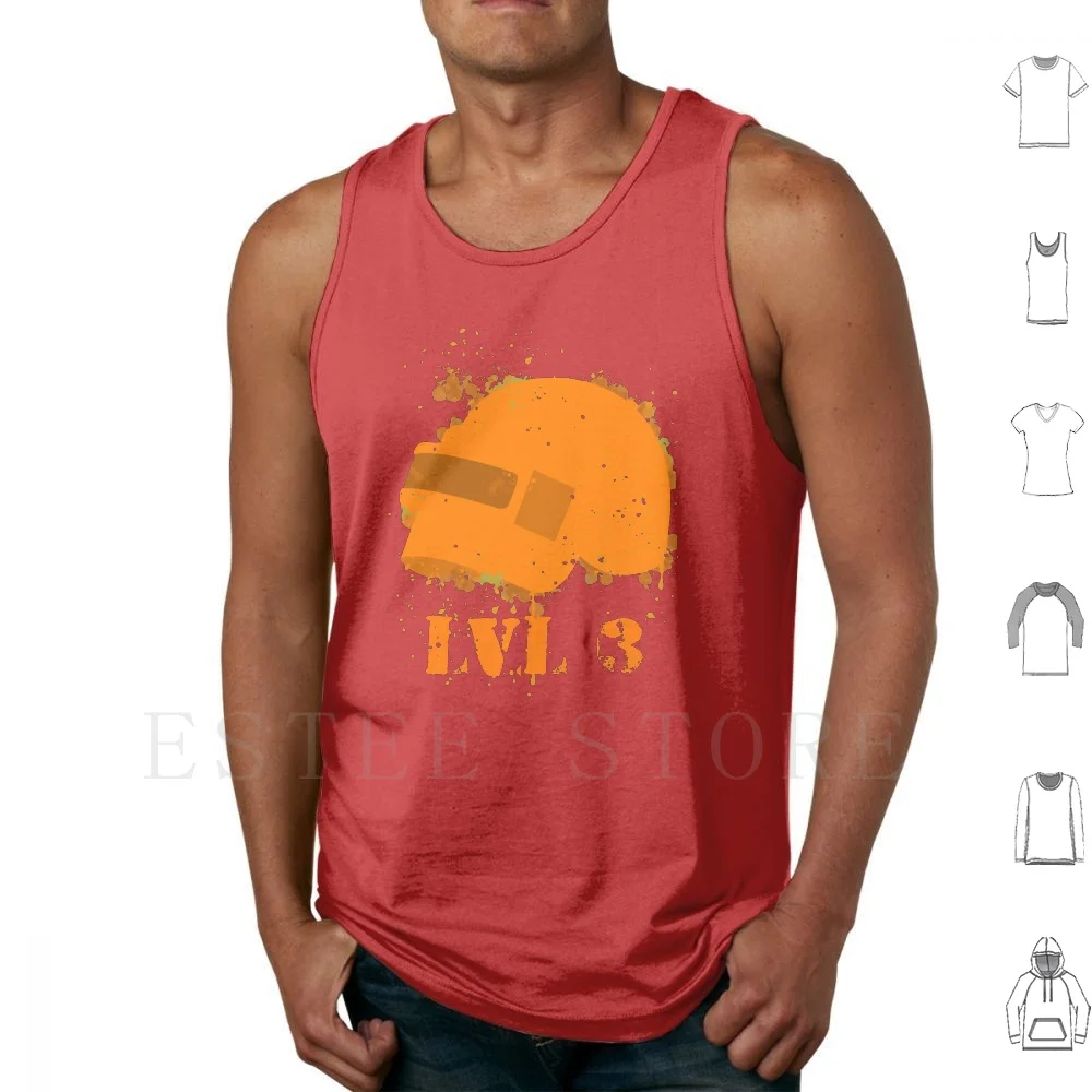 Helmet ( Level 3 )-Pubg Tank Tops Vest Cotton Pubg Player Unknown Battlegrounds Battle Grounds Helmet Level Geek