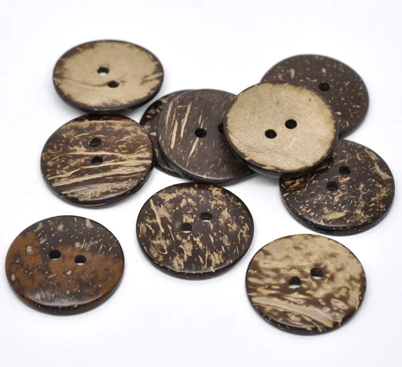 13-50mm 2 Holes Brown Coconut Shell Sewing Buttons Round Button For Clothing Scrapbooking Garment DIY Crafts Sewing Accessories