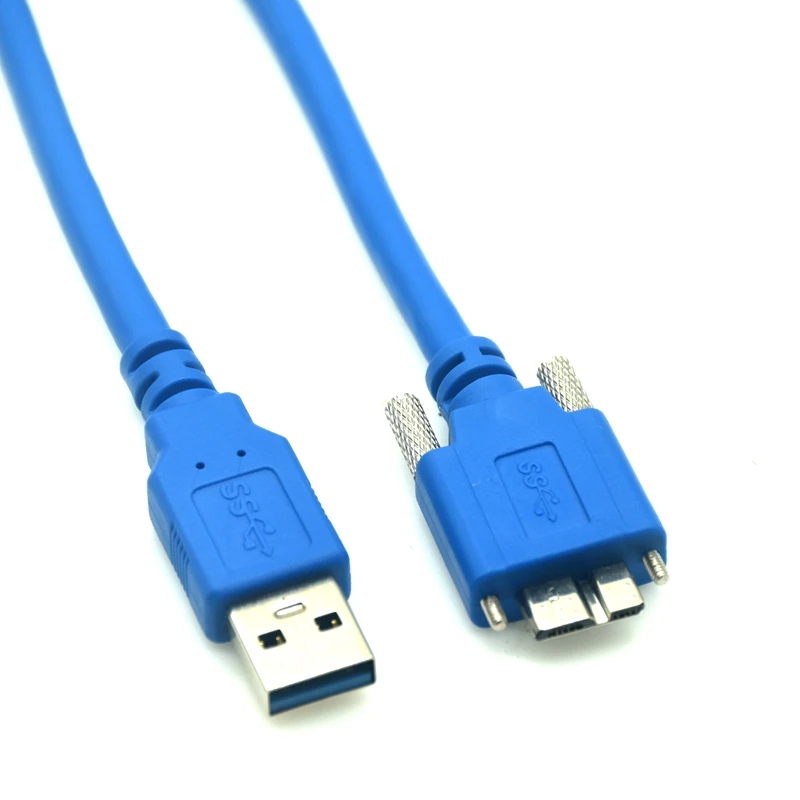 Cable de extensión USB 3,0 tipo A macho A Micro B macho para cámara, Cable USB 3,0 AM/MicroB de 1M, 1,5 M, 2M, 3M con tornillos de bloqueo