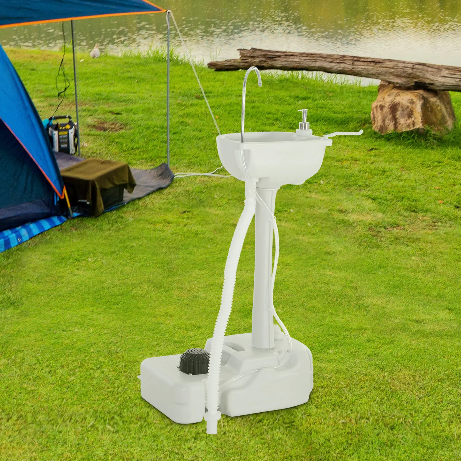 Évier portable extérieur Outsunny, porte-serviettes, réservoir d'eau de 17L