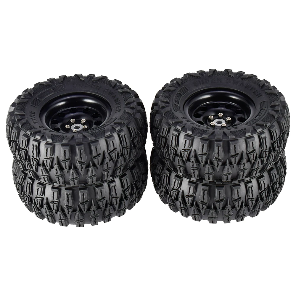 

4PCS 2.2 Inch Rubber Tyres & Titanium Gray Metal Beadlock Wheel Rim for Traxxas TRX-4 1:10 Axial SCX10 RC Rock Crawler RC Car