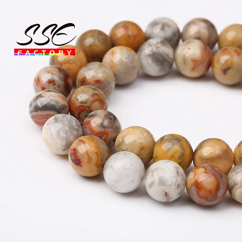 Natural Crazy Agates Beads Round Loose Spacer Stone Beads For Jewelry Making DIY Bracelet Accessories 15\'\' Strands 4 6 8 10 12mm