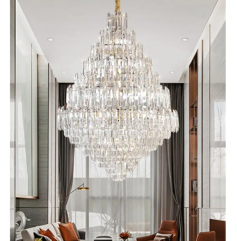 Modern Crystal Chandelier Light Fixture Golden Deco Lustres Pendant Lamp D80cm H105cm Luminaires Indoor Lighting 100% Guarantee