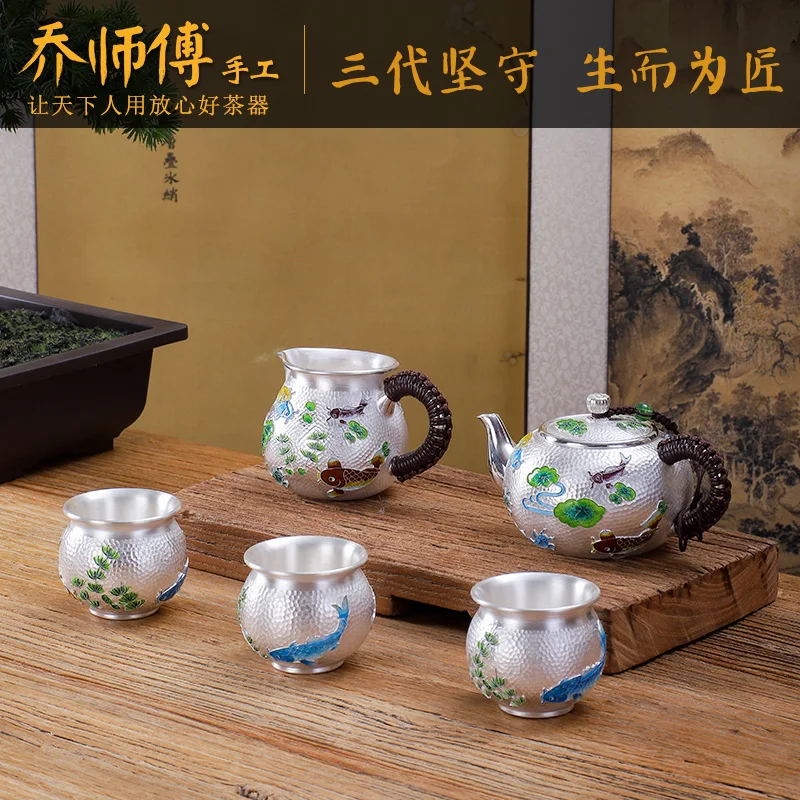 

Joe teacher manual Korean shippo burn colored enamel silver tea set sterling silver 999 silver pot kettle teapot