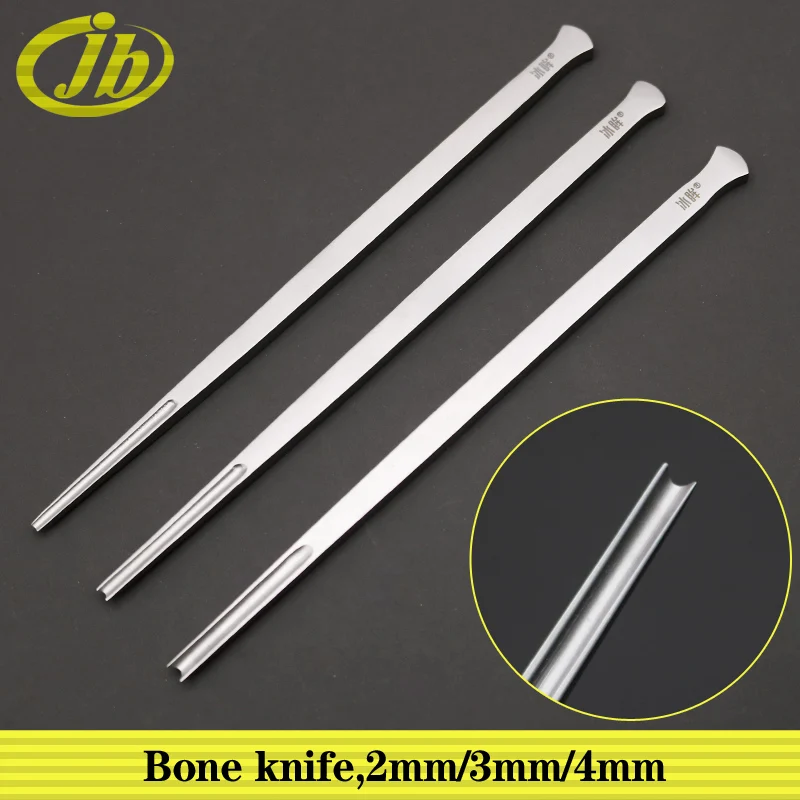 Bone knife 2/3/4mm stainless steel 15cm flat handle surgical operating instrument razor sharp bone chisel