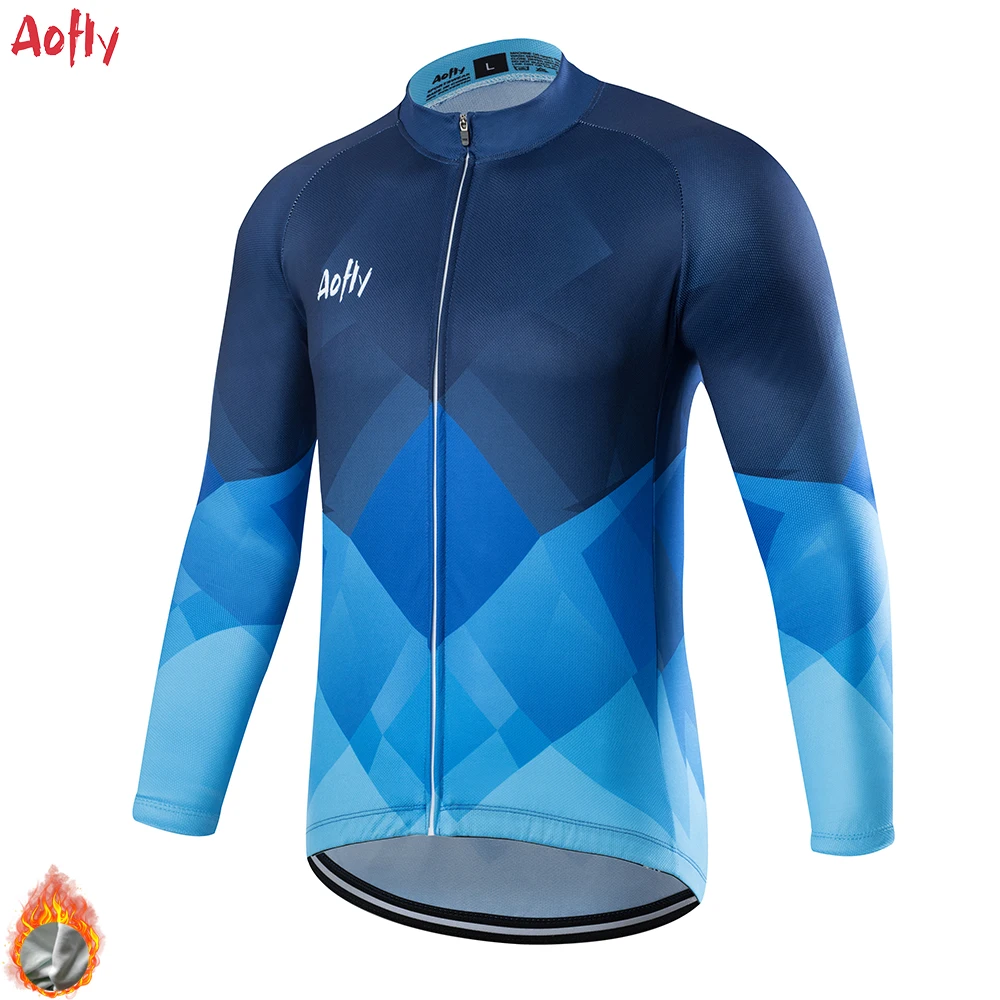 MTB Blue 2020 Winter Fleece Pro Cycling Jersey Set Mountian Bicycle Clothes Wear Ropa Ciclismo Racing Bike Clothing Cycling Suit