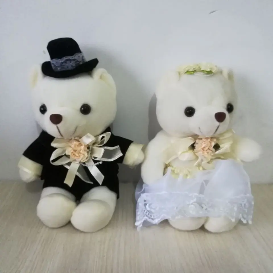 about 22cm wedding dressing loves bears soft doll Bride and groom bears plush toy proposal,wedding gift h2067