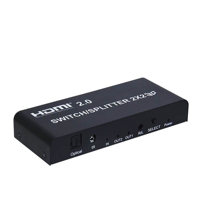 2x2 HDMI 2.0 Switch switcher Splitter 4K @ 60Hz YUV 4：4：4 Optical SPDIF + 3.5mm jack Audio Extractor with IR Remote Control