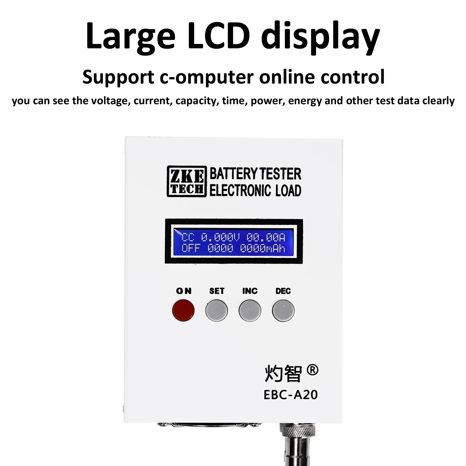 EBC-A20 Battery Tester 30V 20A 85W Lithium Lead-Acid Batteries Capacity Test Device 5A Recharge 20A Discharge Battery Test Tools