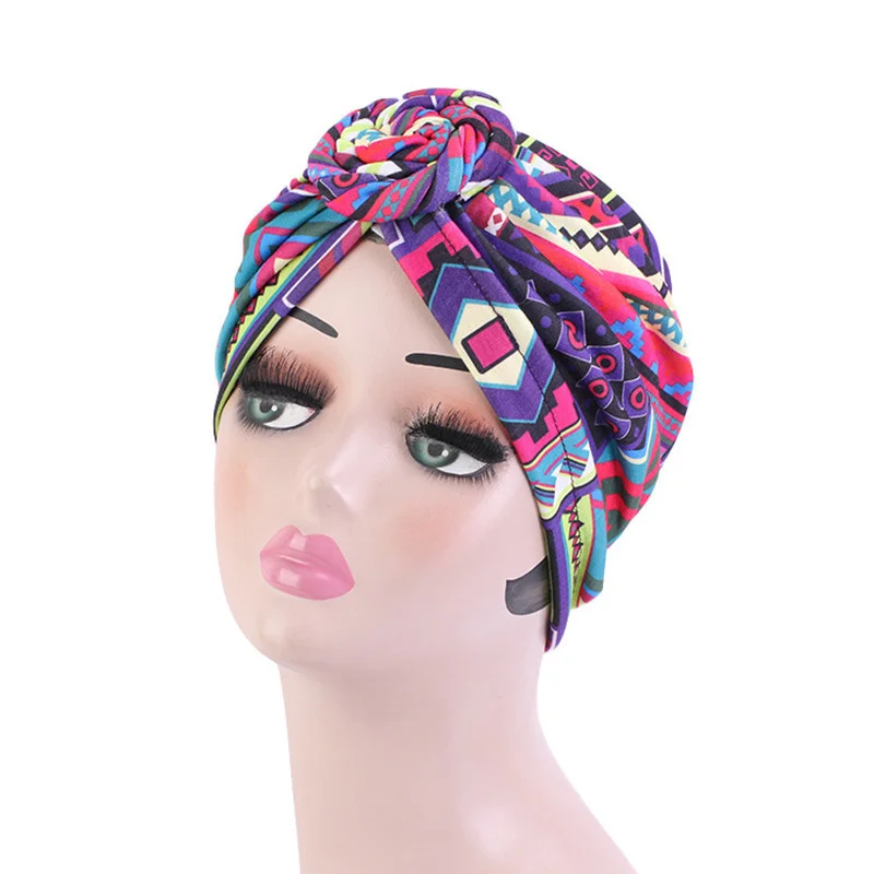 Afrikanische Druck Turban Hut für Frauen Scrunchies Knoten Headwrap Stretch Bandanas Party Headwear Damen Kopftuch Haar Zubehör – Detail 33
