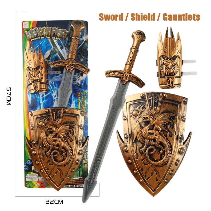 Snailify Child Knight Costume Boys Knigth Cosplay For Halloween Carnival Sword Shield Gauntlets Set Toys For Kids