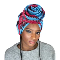 Turbante anudado con patrón africano Wowen, gorro de satén con forro, pañuelo para la cabeza, accesorios para el cabello