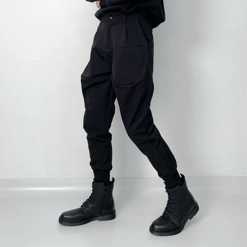 Men's New Classic Dark Fashion Trend Winter Korean Personalized Pocket Design Casual Slim Plus Size Harlan Pants