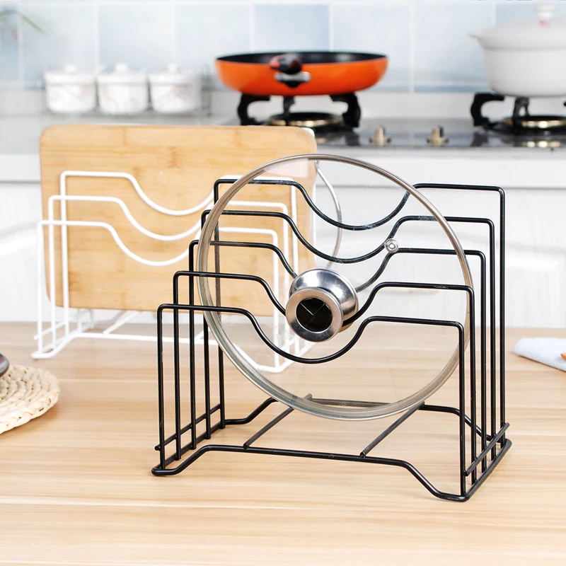 Cy Pot Cover Rack Sitting Wall-Mounted Kitchen Storage Rack Punch-Free Chopping Board Rack Multi-Functional