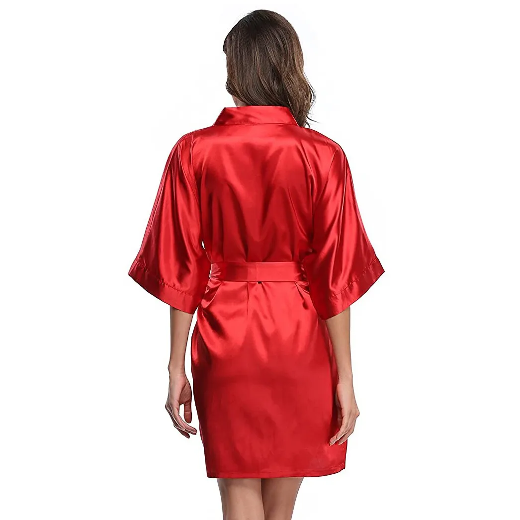 Red Bride Bridesmaid Wedding Robe Women Sleepwear Summer Nightgown Casual Kimono Bathrobe Gown Sexy Short Nightdress Homewear