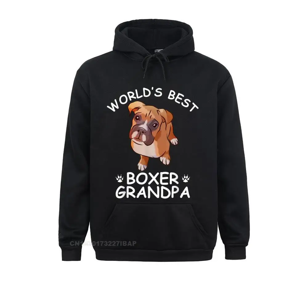 

World's Best Boxer Grandpa Funny Granddog Dog Lover Cute Tee Mens Sweatshirts Europe Hoodies Coupons Simple Style Sportswears