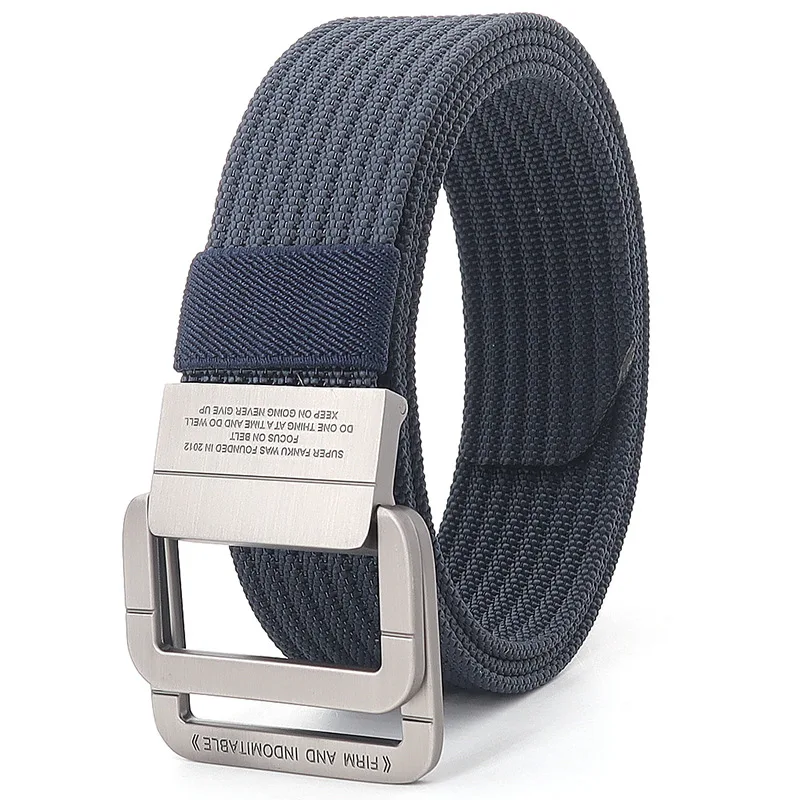 Ceinture décontractée en nylon à double anneau pour hommes et femmes, ceinture de taille masculine sauvage, ceinture de cow-boy, ceinture de odor, ceinture de jeans en métal, mode pour dames