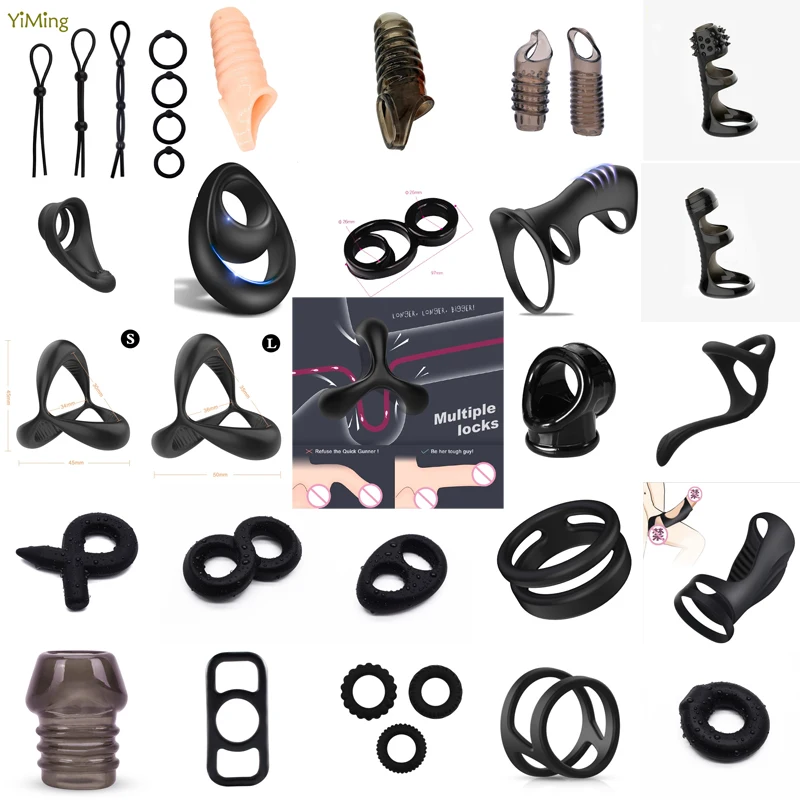 28 Style Penis Ring Male Locked Sperm Ring Prepuce Blocking Delayed Ejaculation Erect Enlarger Cock Ring Men Masturbation Toys