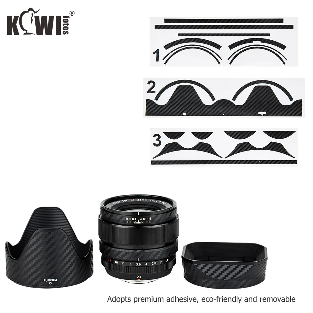 Anti-Scratch-und Objektiv Haube Abdeckung Haut Film für Fujifilm XF 23mm F 1,4 R Objektiv & LH-XF23 Objektiv Haube 3M Aufkleber Carbon Fiber