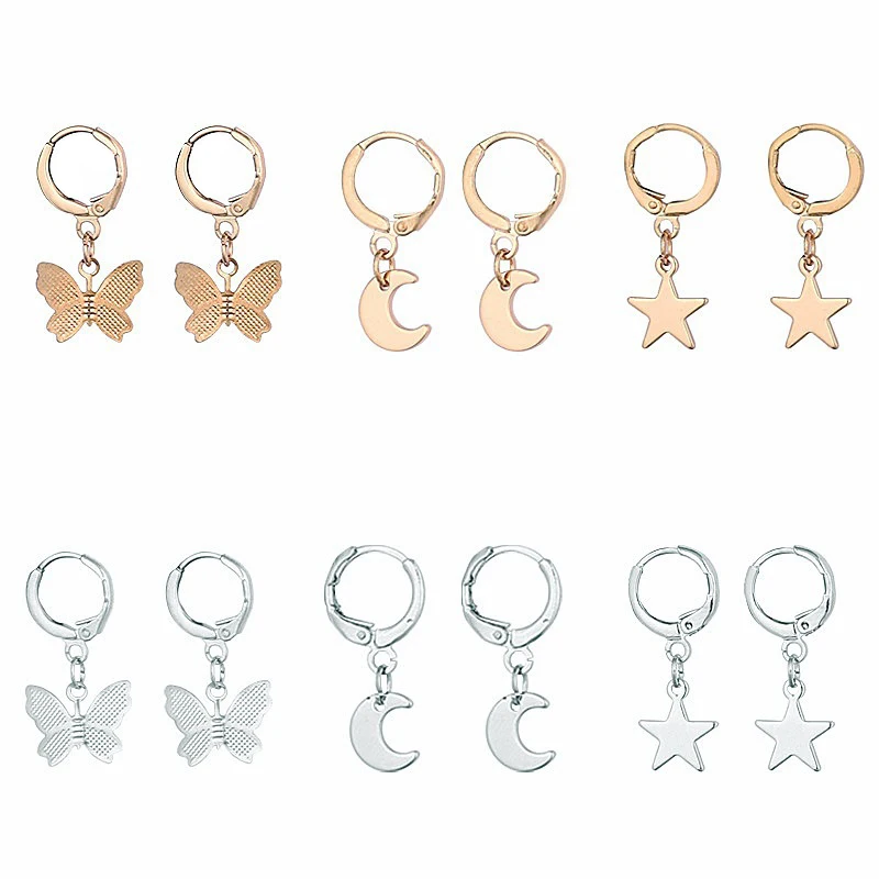 Exquisite Creative Butterfly Star Square Drop Earrings For Women Trendy Minimalist Gold Color Wedding Jewelry Girl Accessories