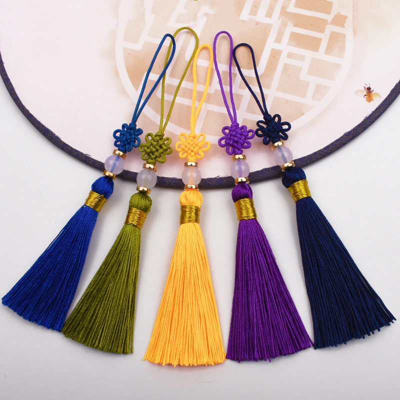 5pcs 13cm Chinese Knot Color Mini Jade Bead Tassels DIY Crafts Arts Jewelry Clothes Decor Fringe Gift Pendant Tassel Accessories