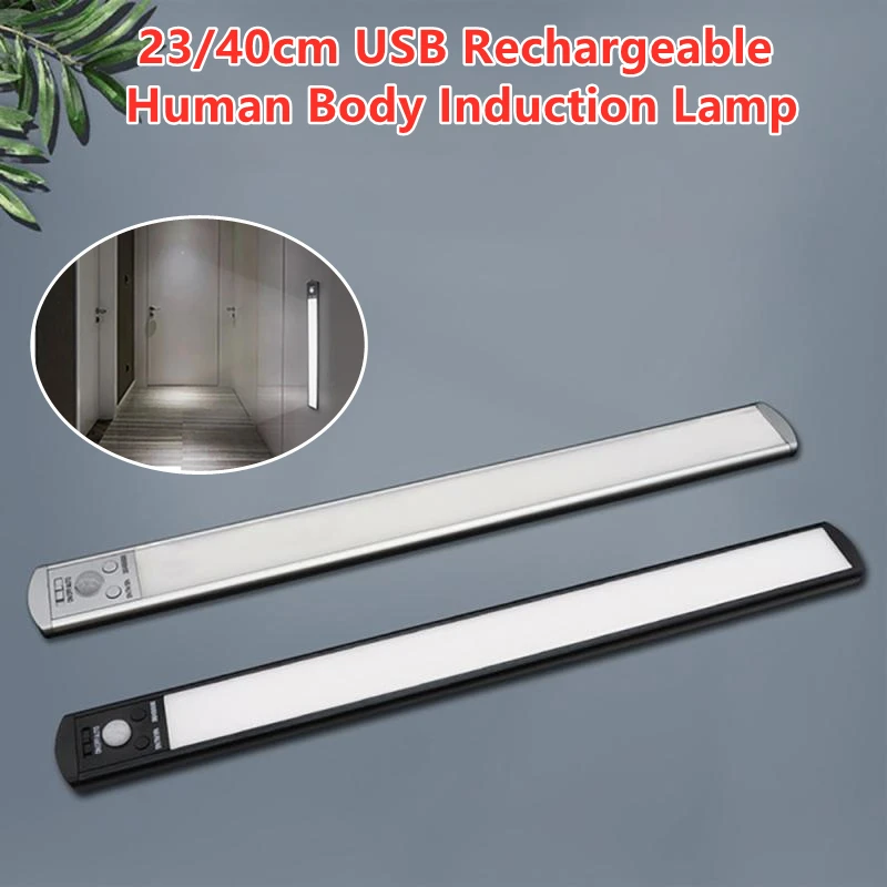 

23/40cm Hand Sweep/PIR Motion Sensor LED Under Cabinet Light Three-Color USB Rechargeable Wardrobe Closet Cupboard Cabinet Light