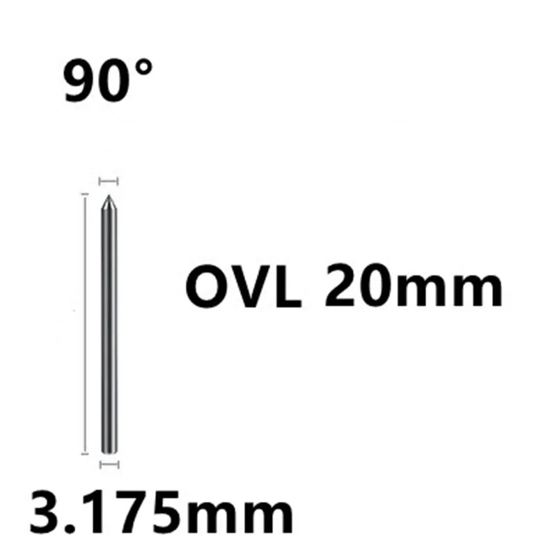 2pcs Mini Diamond Engraving Bit 20mm Carving Pen Point Tools Cnc Milling Cutter 90 degree Circuit Board Metal Stone