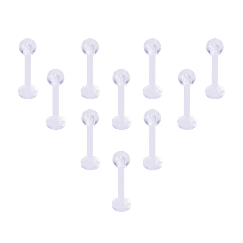 10PCS Clear Cartilage Earring 16G Bioflex Tragus Retainer Lip Rings Labret Monroe Iip Stud Ear Flexible Helix Earring Piercing