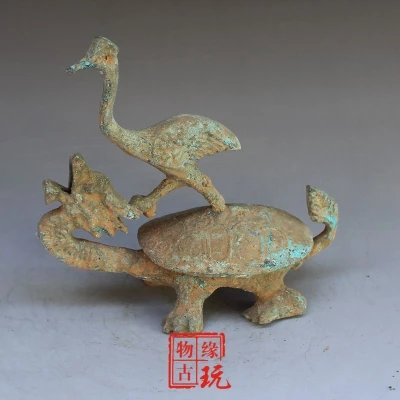 

Antique Bronze Dragon Head Tortoise And Crane Decoration