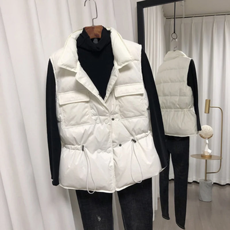 2024 New Ultra Light Down Vest Women Short Vest Windproof Lightweight Warm Waistcoat Female Sleeveless White Duck Down Coat