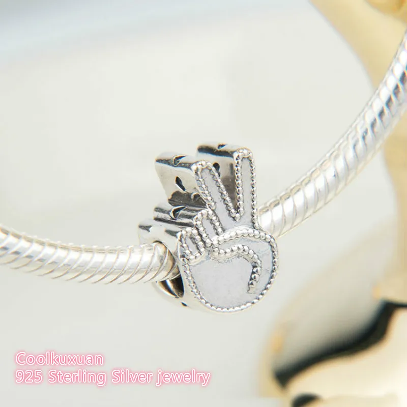 

Summer 100% 925 Sterling Silver Symbol of Peace Charm Beads Fit Original Pandora Charms Bracelet DIY jewelry