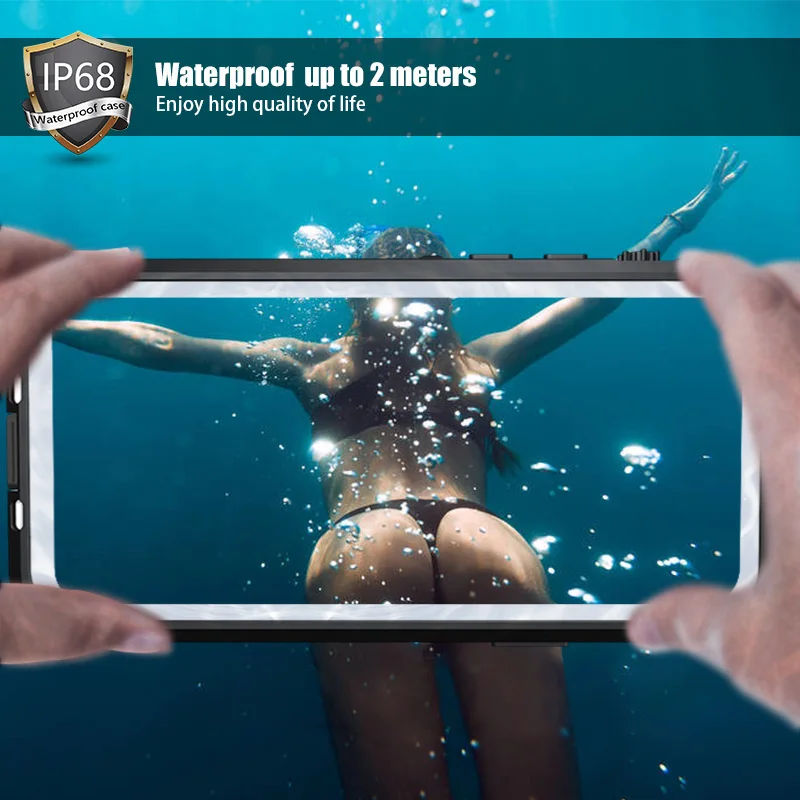 IP68 مقاوم للماء حافظة للآيفون 14 برو ماكس 12 11 برو حافظة تحت الماء الغوص غطاء مقاوم للصدمات آيفون 7 8 X XR 360 كامل Coque