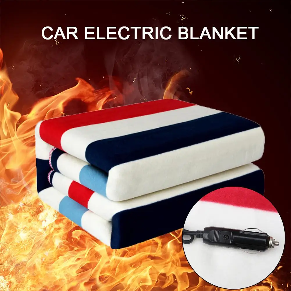 Car Flannel Heated Travel Blanket 12V 24V Fast Heating Blanket Flannel 3-Setting Heat Controller Washable For Car Rear Cushion