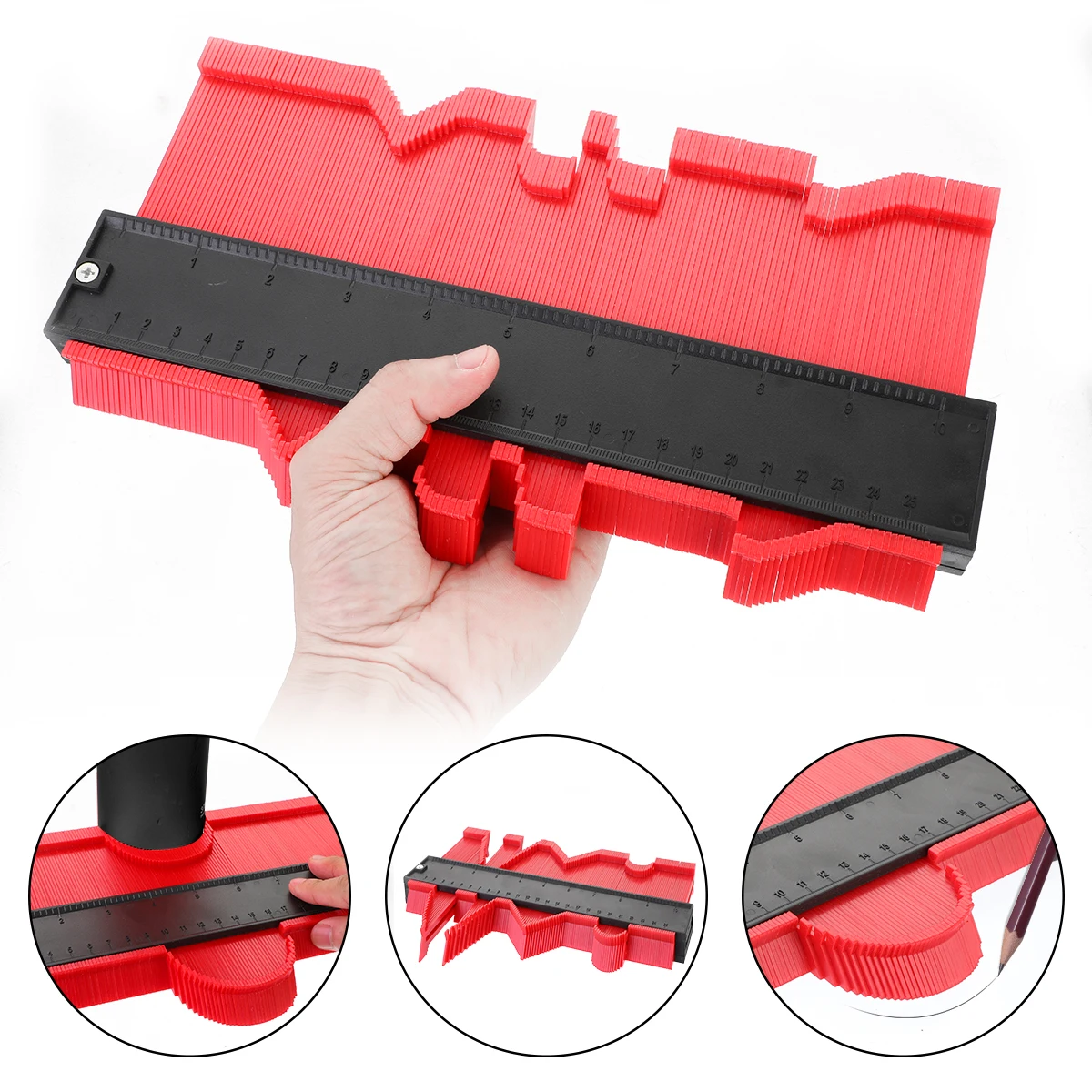 Medidor de Contorno Material Plástico para Calibres de Alto Padrão Ferramenta para Marcação de Madeira Lajotas Laminados Telhas