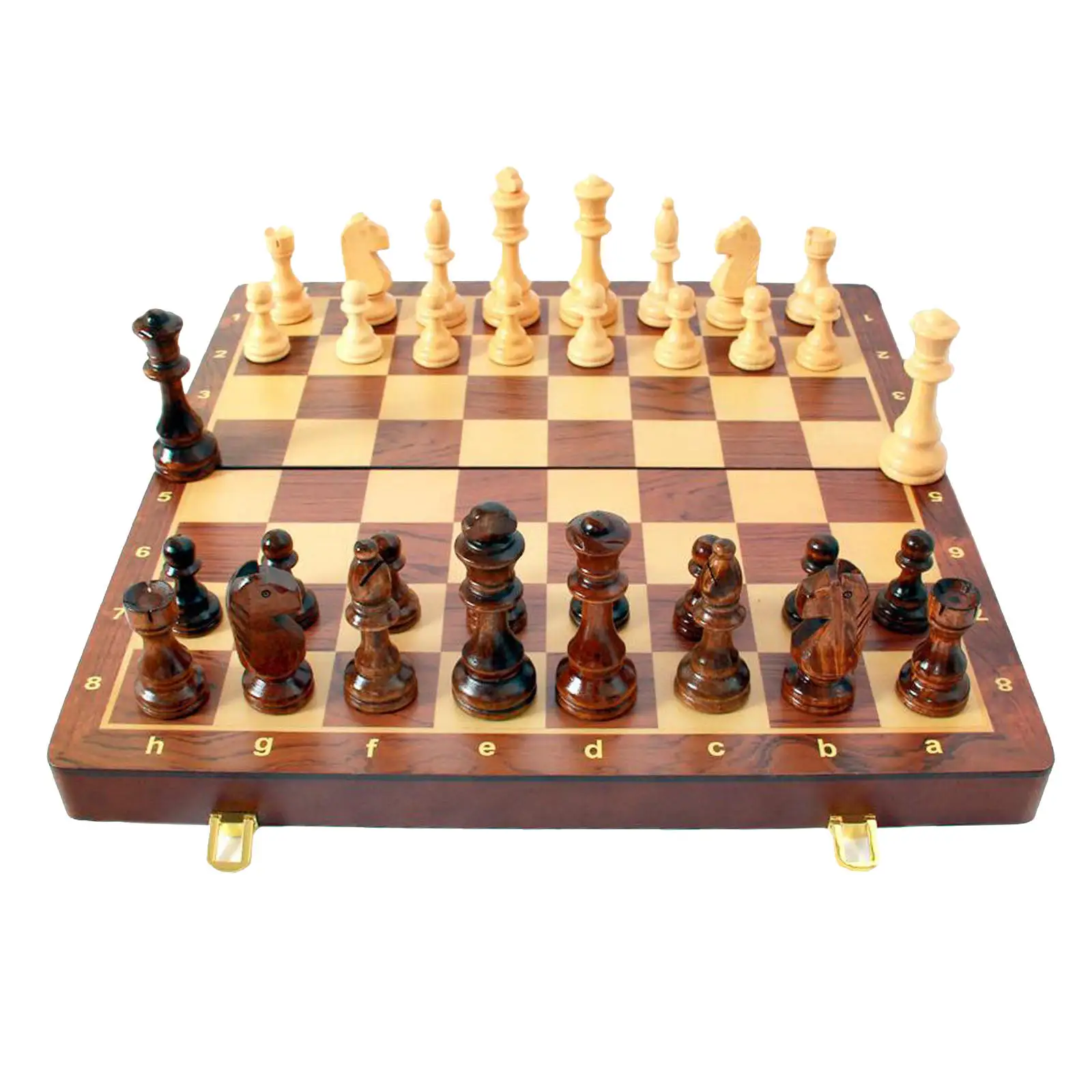 

Wooden Chess Set Storage Slots Portable Quality Board Games 18'' Classic staunton wood boards backgammon chessboard battle table