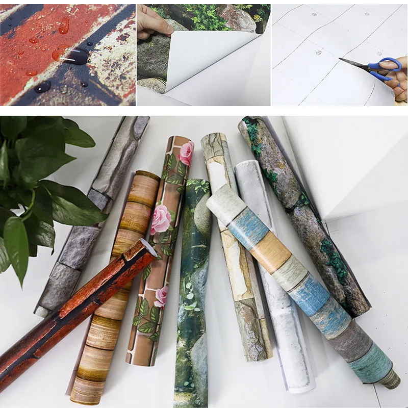 Imagem -03 - Papel de Parede Autoadesivo Tijolo Removível Texturizado Stone Stone