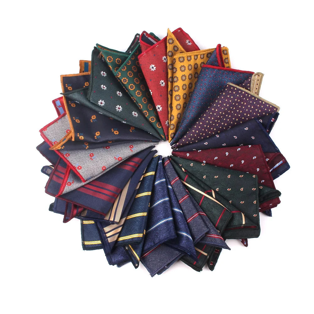 Fashion Striped Pocket Square For Men Women Chest Towel Hanky Polyester Hankies Men\'s Suits Handkerchief Floral Pocket Towel