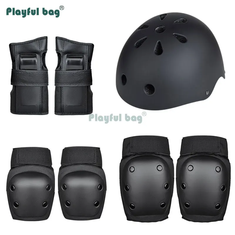 Playful Bag Children's skating sport protective set Adult skateboard helmet Hand and knee pads Outdoor Skating equipment AMB70