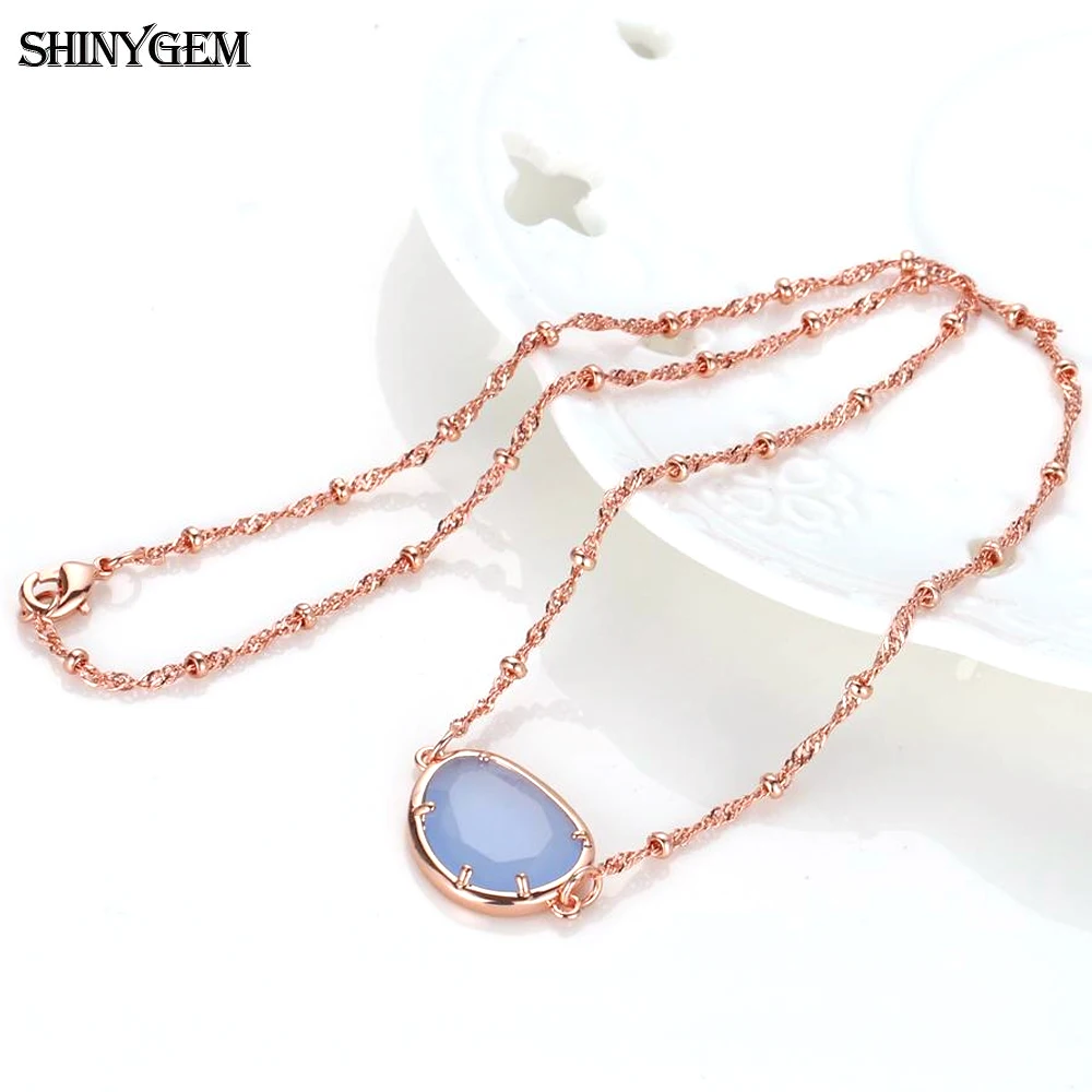 

ShinyGem Irregular Pendant Necklaces Faceted Round Gems Crystal Birthstone Rose For Women