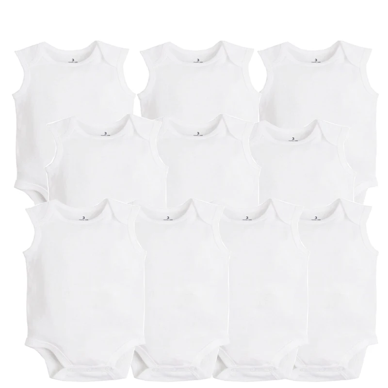 10 PCS/LOT Baby Bodysuits Newborn Baby Clothing Cotton White Kids Jumpsuits Baby Boy Girl Clothes Infantil Costume 0-24M