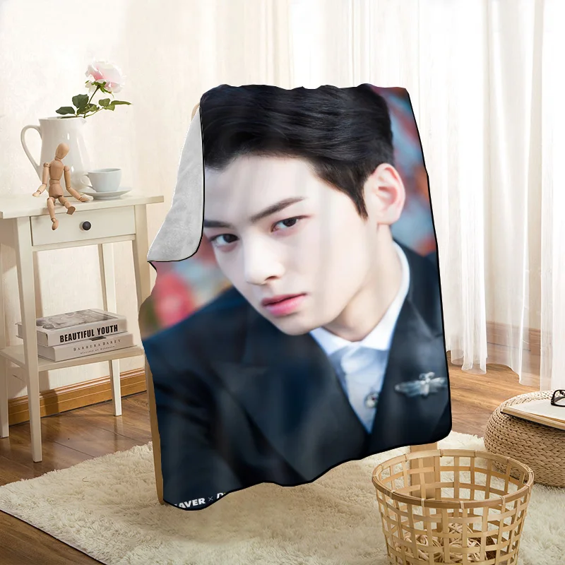 New Cha EunWoo Throw Blanket Personalized Blankets On For The Sofa/Bed/Car Portable 3D Blanket For Kid Home Textile 1201